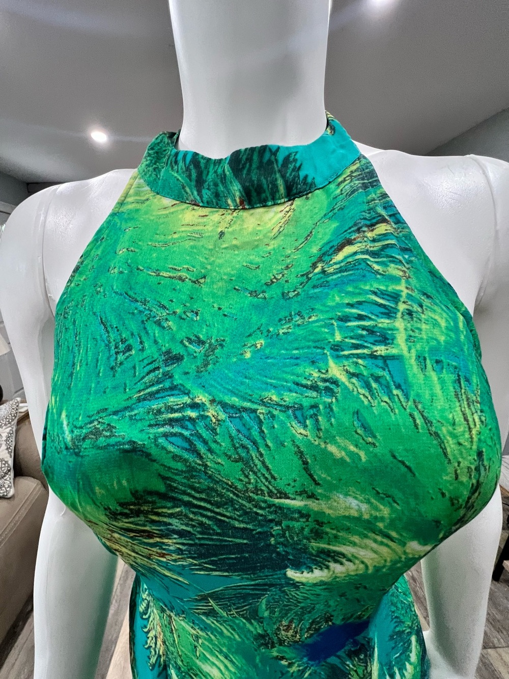 Lulu's Tropical Green Strapless Halter Gown - Picture 4 of 14